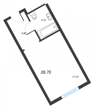 1-комнатная квартира №426 в М103 1-й корпус: 26 м², этаж 4 - купить в Санкт-Петербурге