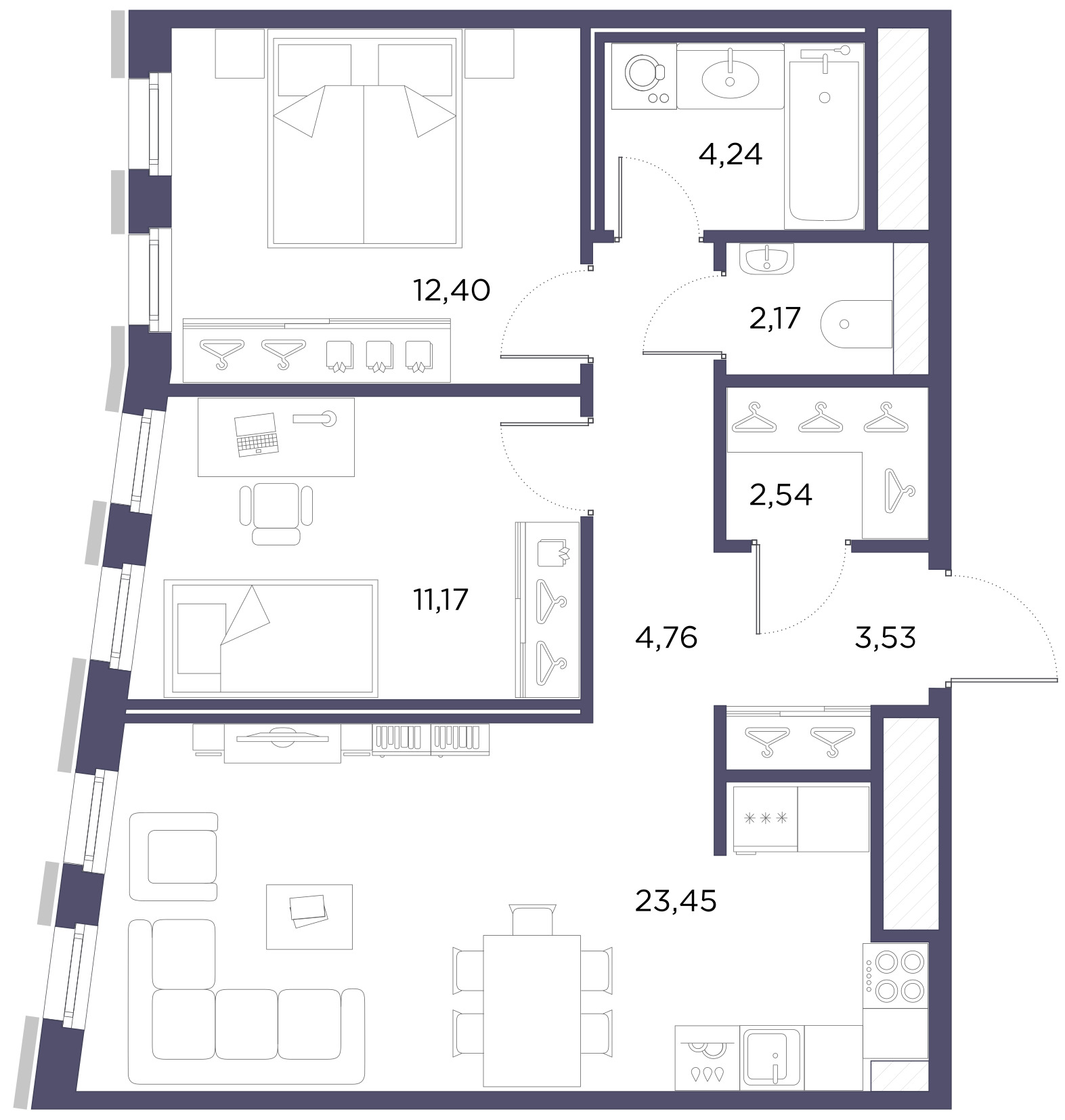 2-комнатная квартира №7 в Лисичанская, 22: 64.26 м², этаж 2 - купить в Санкт-Петербурге