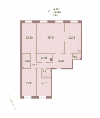 4-комнатная квартира №2 в Neva Haus 4-й корпус: 155.5 м², этаж 1 - купить в Санкт-Петербурге