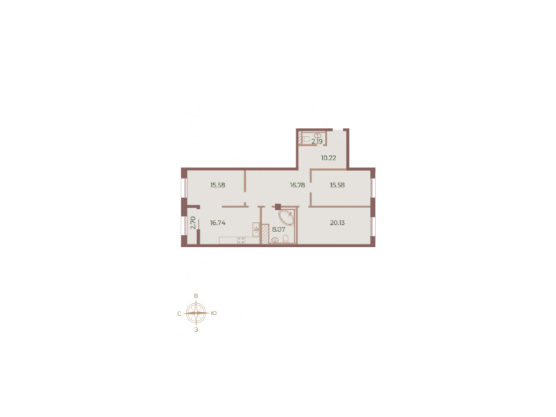 3-комнатная квартира №164 в Neva Haus 1-й корпус: 106.2 м², этаж 9 - купить в Санкт-Петербурге