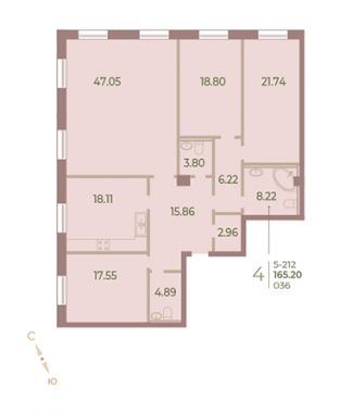 4-комнатная квартира №36 в Neva Haus 5-й корпус: 165.7 м², этаж 1 - купить в Санкт-Петербурге